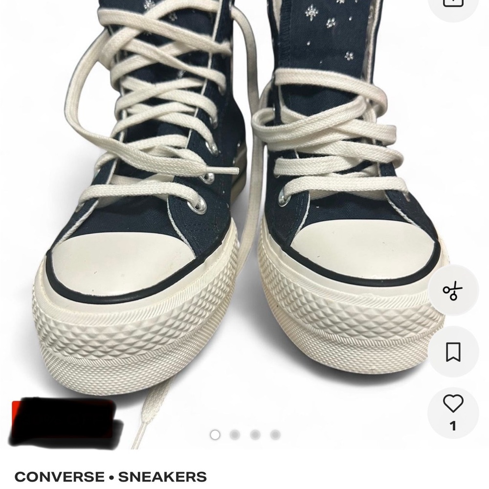 Converse Navy and White High-Top Canvas with snowflakes/stars Sneakers